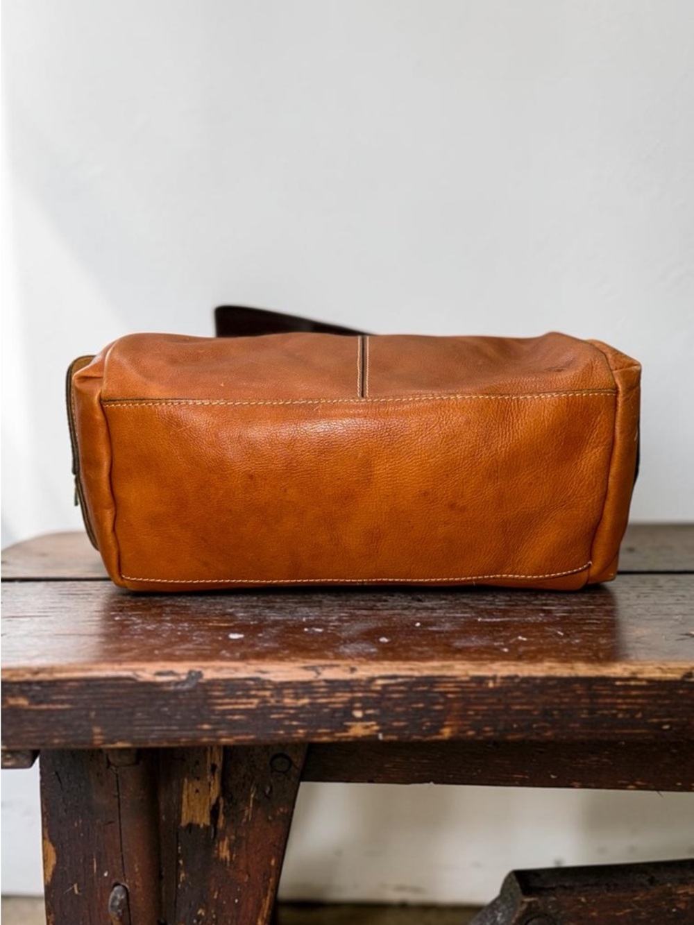 Patricia Nash Cognac Pebbled Leather Satchel Handbag Y2K Vintage Style - Picture 4 of 7